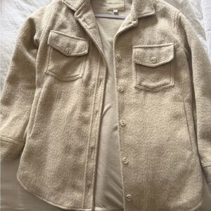 Cream Button-Up Wool Jacket/shacket